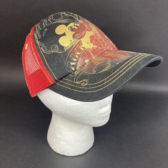 Disneyland Resort-Mickey Mouse-Rock Legend-Graphic Edge-Red/Black-Adult Snapback - Picture 1 of 12